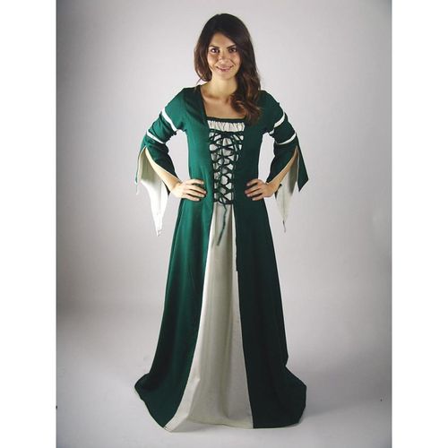 GREDE - medeltidklänning med spetsärmar - grön