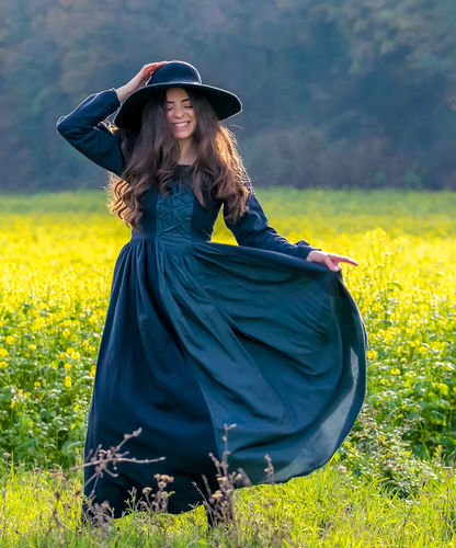 MEDUSA, medeltida klänning, svart / blå