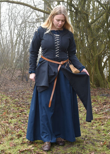 RITA - medeltid klänning mörk blå, bomull