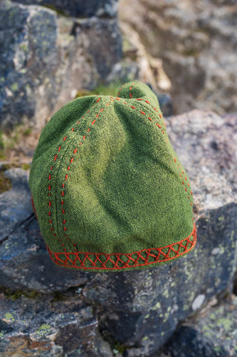ANDERS - Vikingcap med broderi, cotton grön