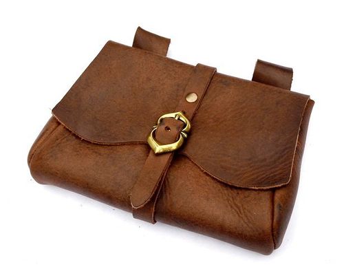 Medeltida väska i nubukläder, brun/svart