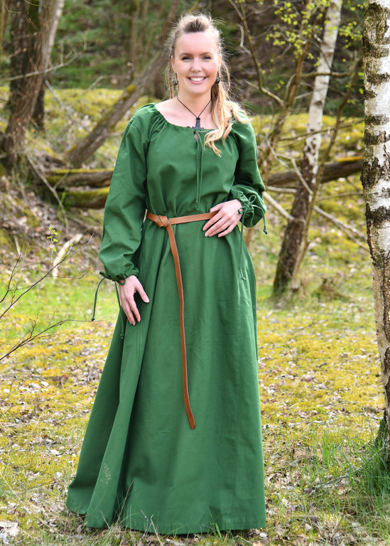 ANNA - Medeltida klänning, cotton grön