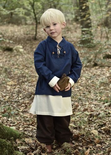 KALI - Blå middelalderskjorte, børn, bomuld