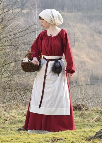 ANNA  medeltida klänning,röd cotton