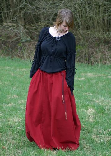 Vid middelalder nederdel, bomuld rød
