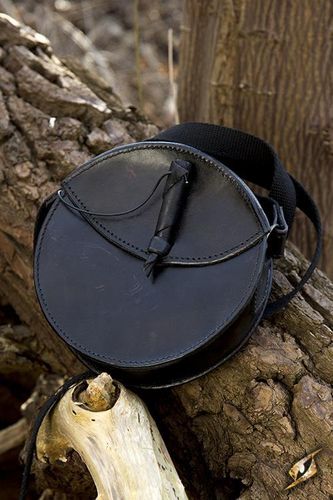 Rund lædertaske, brun eller svart