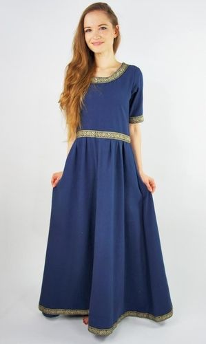 ANNLEIN - Middelalderkjole med pyntebånd, blå