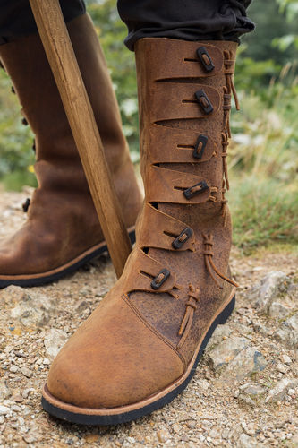 HALVARD, vikingstøvler - brun nubuk
