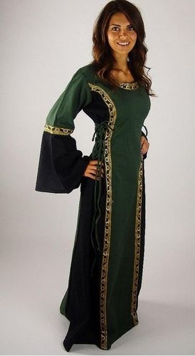 SOPHIE, middelalderkjole, grøn / sort