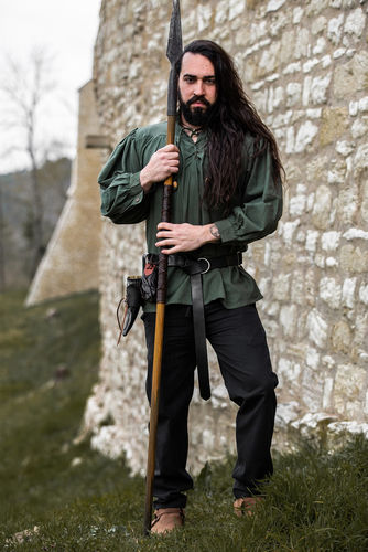 FRED, middelalderskjorte med ståkrave,grøn
