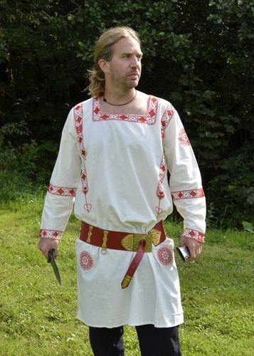 Romersk tunika med lange ærmer,hvod-rød