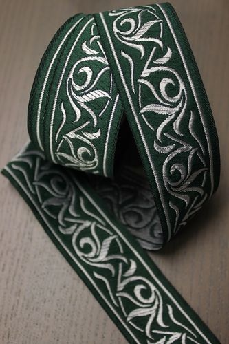 FLEUR - dekorband, grøn - sølv,35 mm