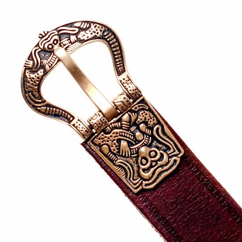 Vikingerbælte BORRE, sort / brun læder, 2 cm