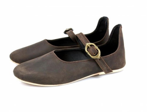 CECI, middelader sko, ruskind brun, lædersåle