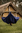HERVOR - Svår mantel med spetshuva,yllmix blå