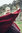 MURA - Tung middelalderkappe med rund huva,ull rød