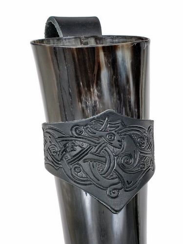 SET - HORN & Bælteholder - viking mønstret