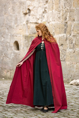 ERNA - middelalder kappe, broderi, cotton rød