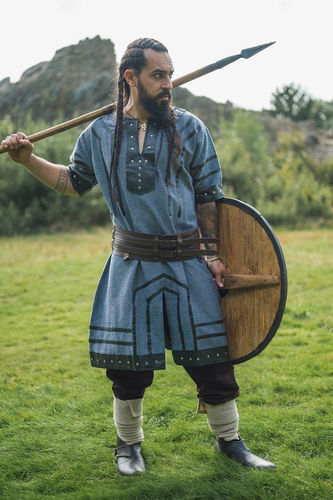 RORIK Vikingertunika med kort arm, blågrå
