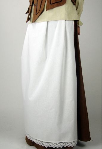 JADE - middelalderforklæde, bomuld hvid