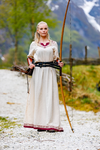 ÅGERTHA, vikinga klänningen, bomull natur / red