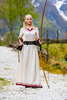 AGERTHA, vikinga klänningen,bomull natur / red