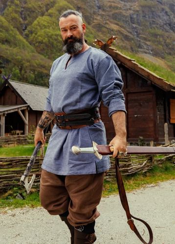TORSTEN, middelalder viking tunika blågrå
