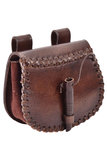 POUCH - Liten bältesväska, läder brun