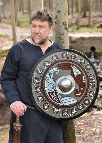 RAVNE - Viking rundt skjold, keltisk TRIQUWRAS håndmalet