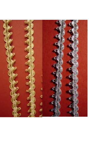 GIMPE - pyntelister i guld- eller sølvBROKAT - rulle à 5 m * 10 mm