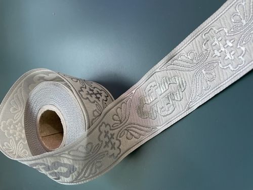 Dekorbånd Middelalderkors, hvid - sølv, ca. 50 mm