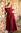 MELIS - Gulvlang kortermet kjole, rød