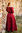 MELIS - Gulvlang kortærmet kjole, rød