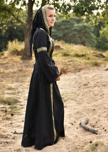 ELEONOR med huva - medeltida klänning, svart