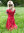 ELA - Medeltida klänning för barn, kort ärm, röd/svart