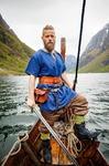 THEO - Vikingtunika, korta ärmar, cotton blå