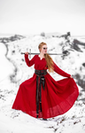 ANINA - Vikingkjole, lin rød