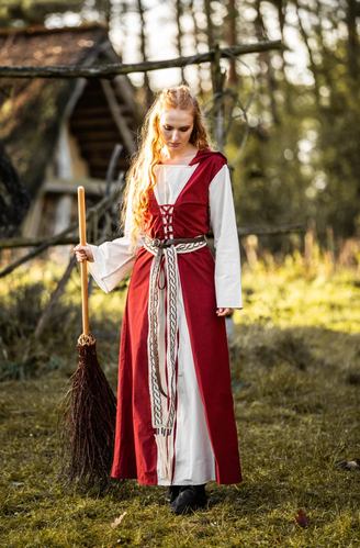 GNEFE - Middelalderlige kjole, bomuld red-natur