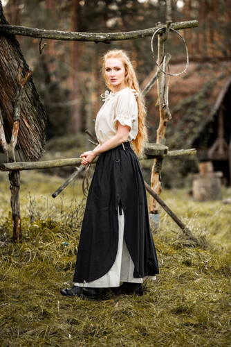 ELISE - medeltida kjole, svart / natur